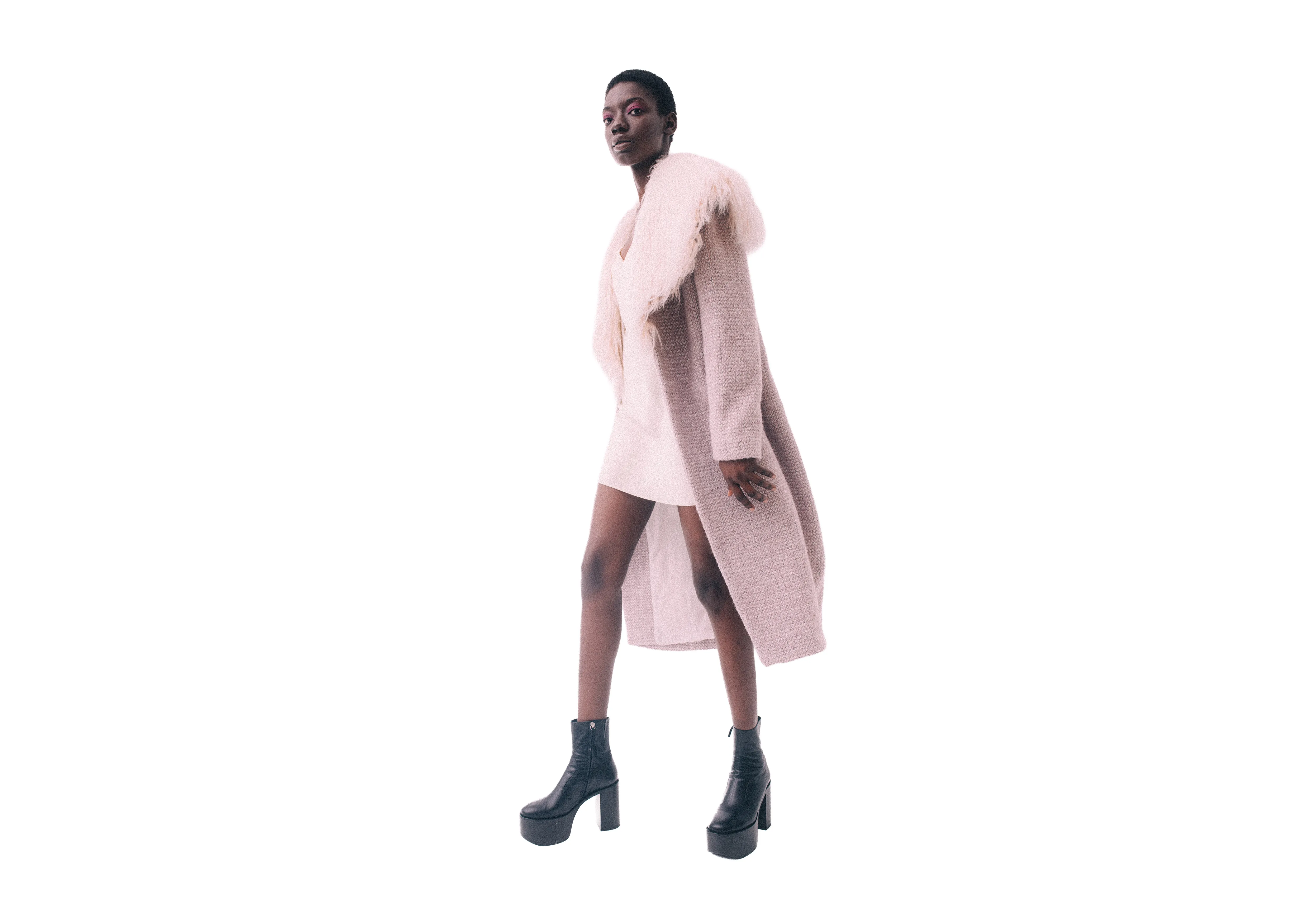 Faux Fur Lapel Coat