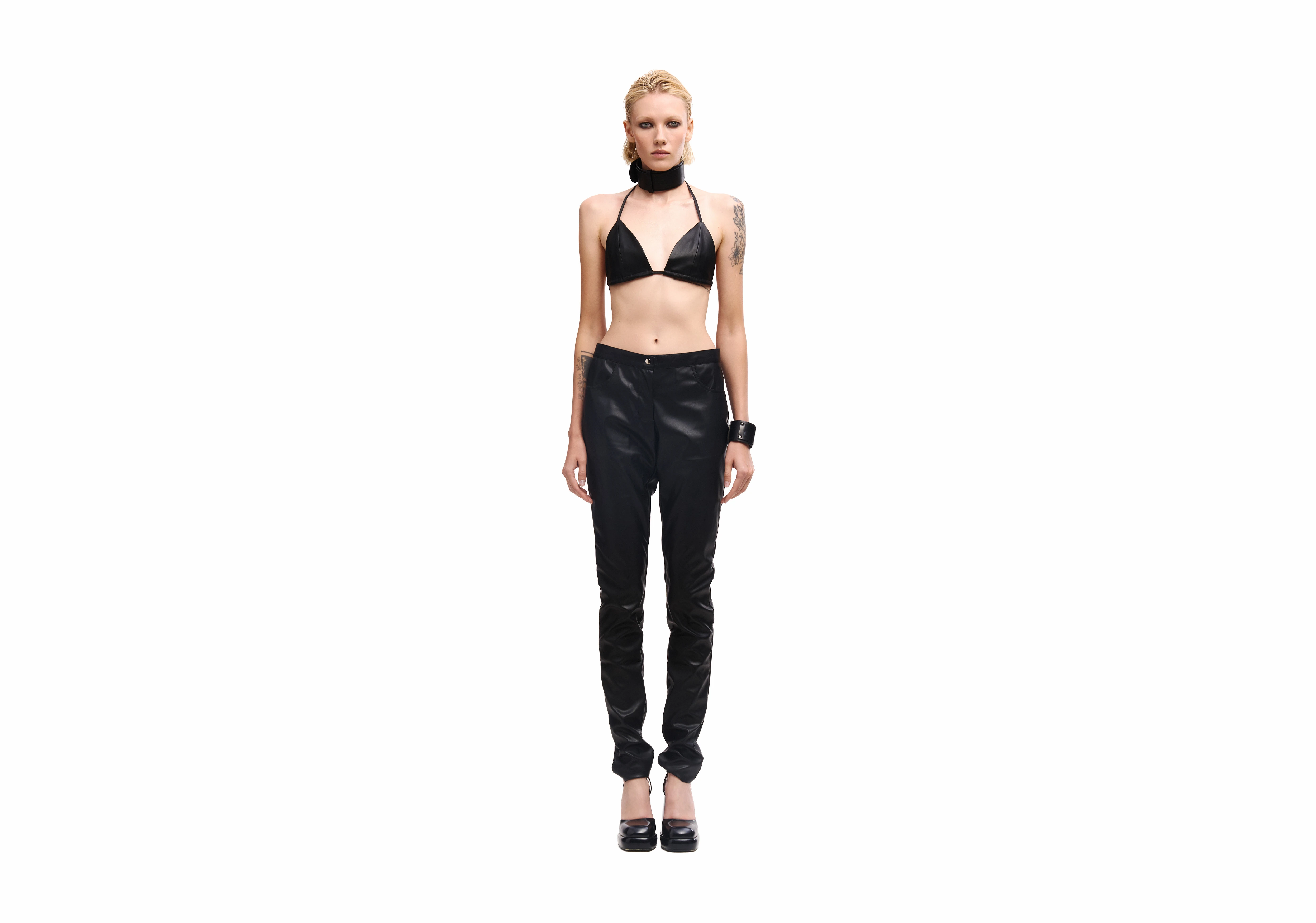 Faux leather trousers