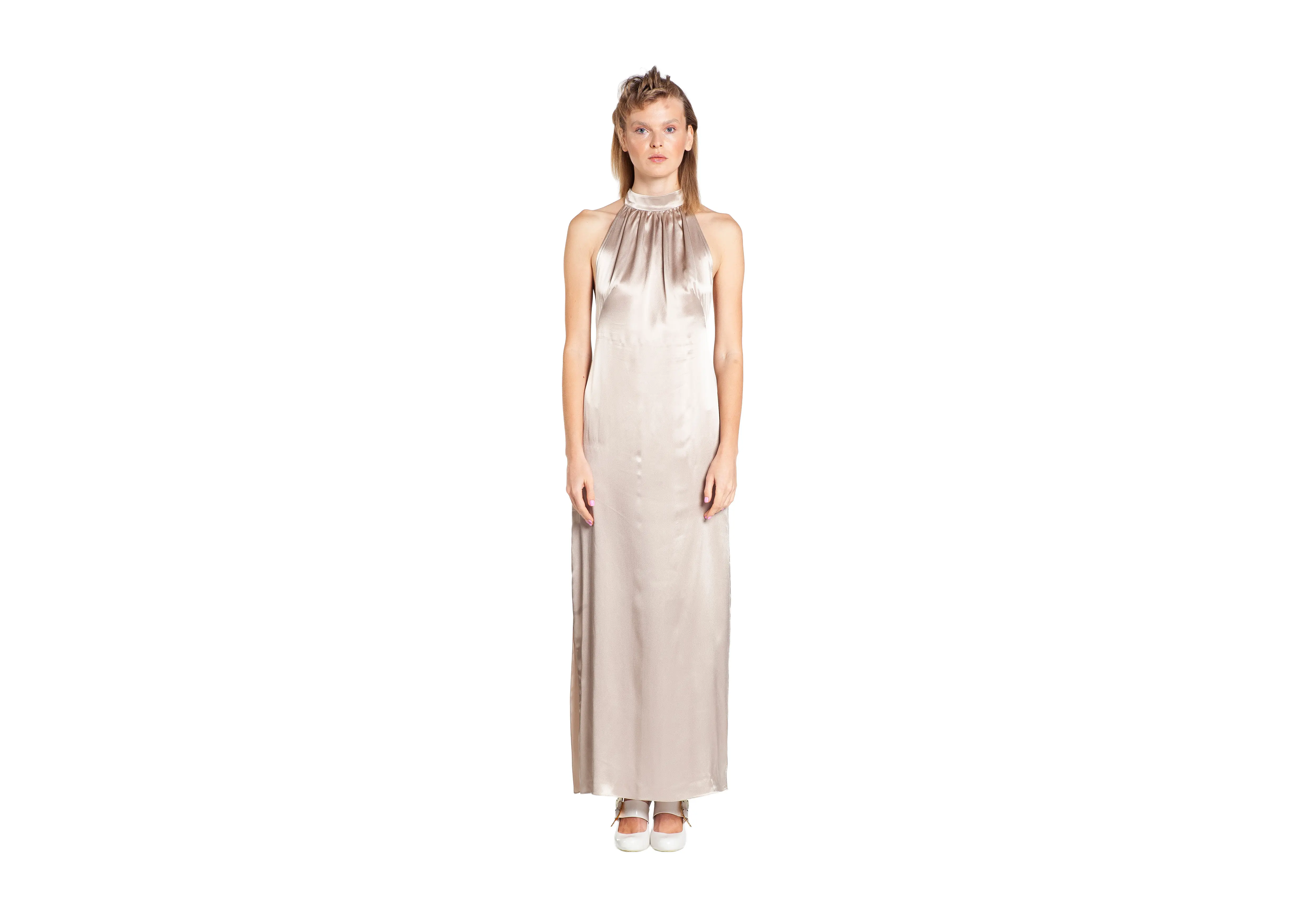 Silk Halter Maxi Dress