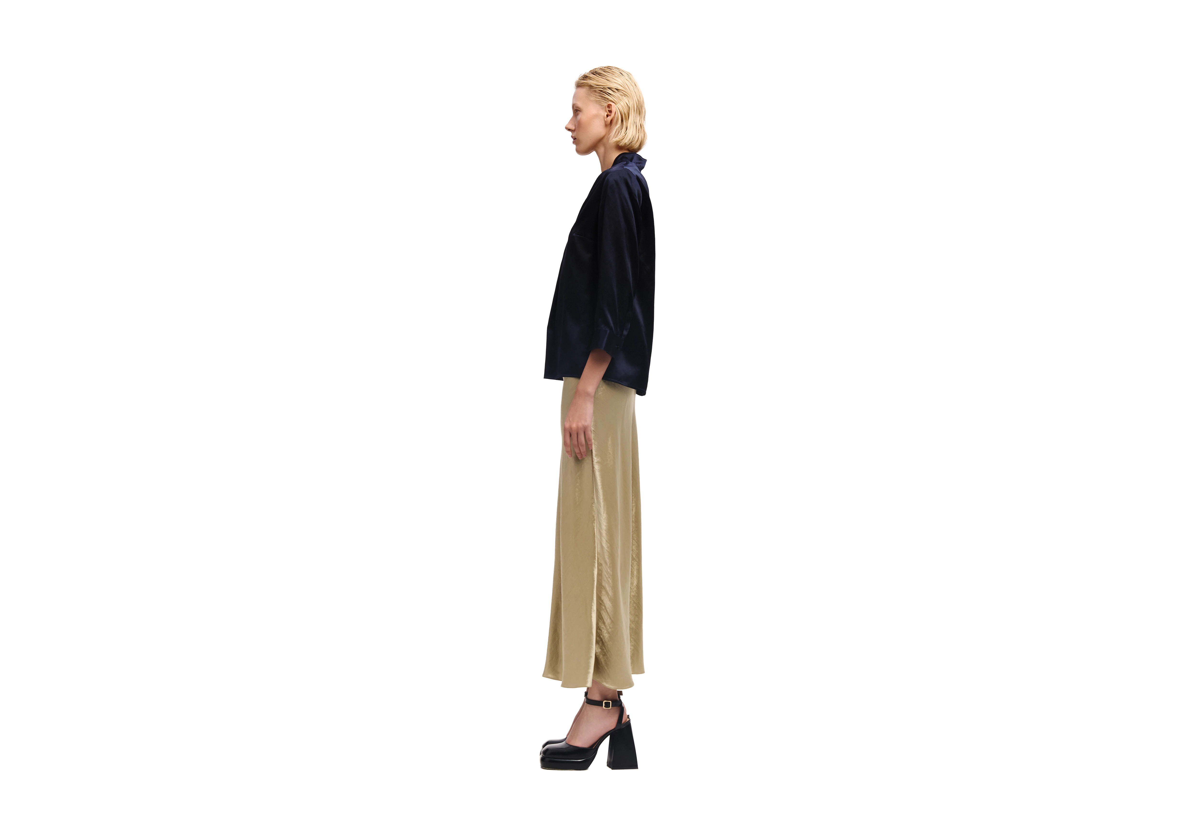 Silk MIDI SKIRT olive